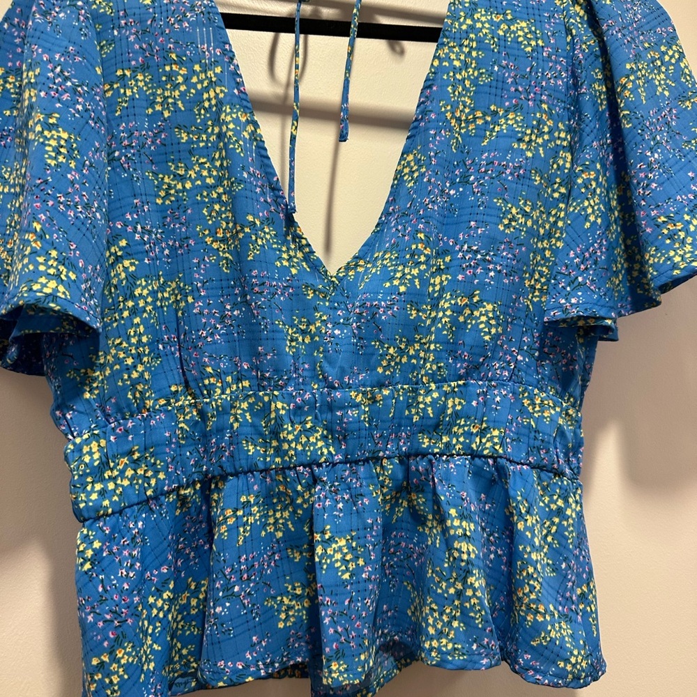 Lush Blue Floral Blouse